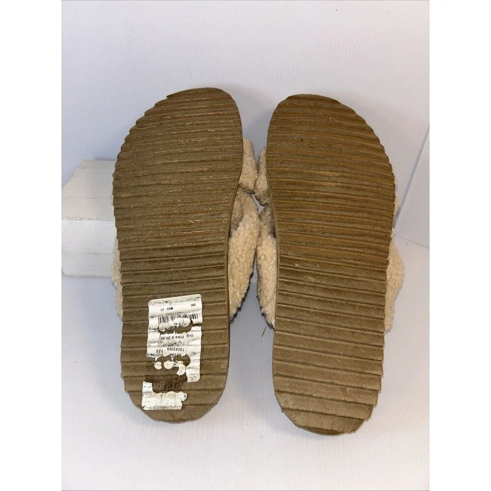 Davina Faux Shearling Treasure & Bond Tan Camel Slip On Slide Shoe Size 8?
